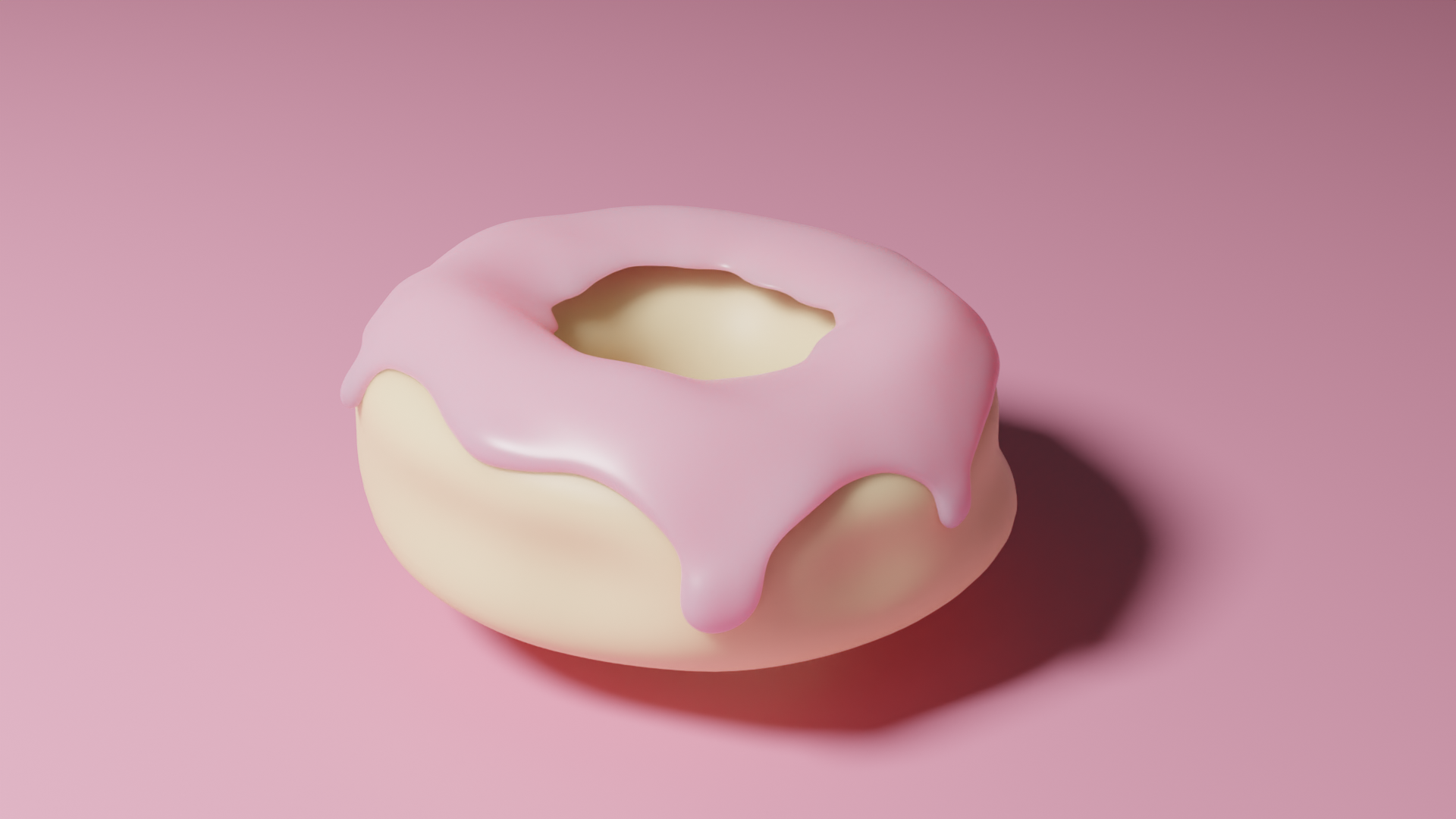 Einfacher Donut mit pinker Glasur